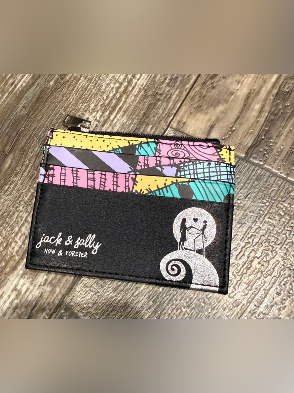 Jack & Sally Black Card & Key Holder with Colorful Pattern Accents